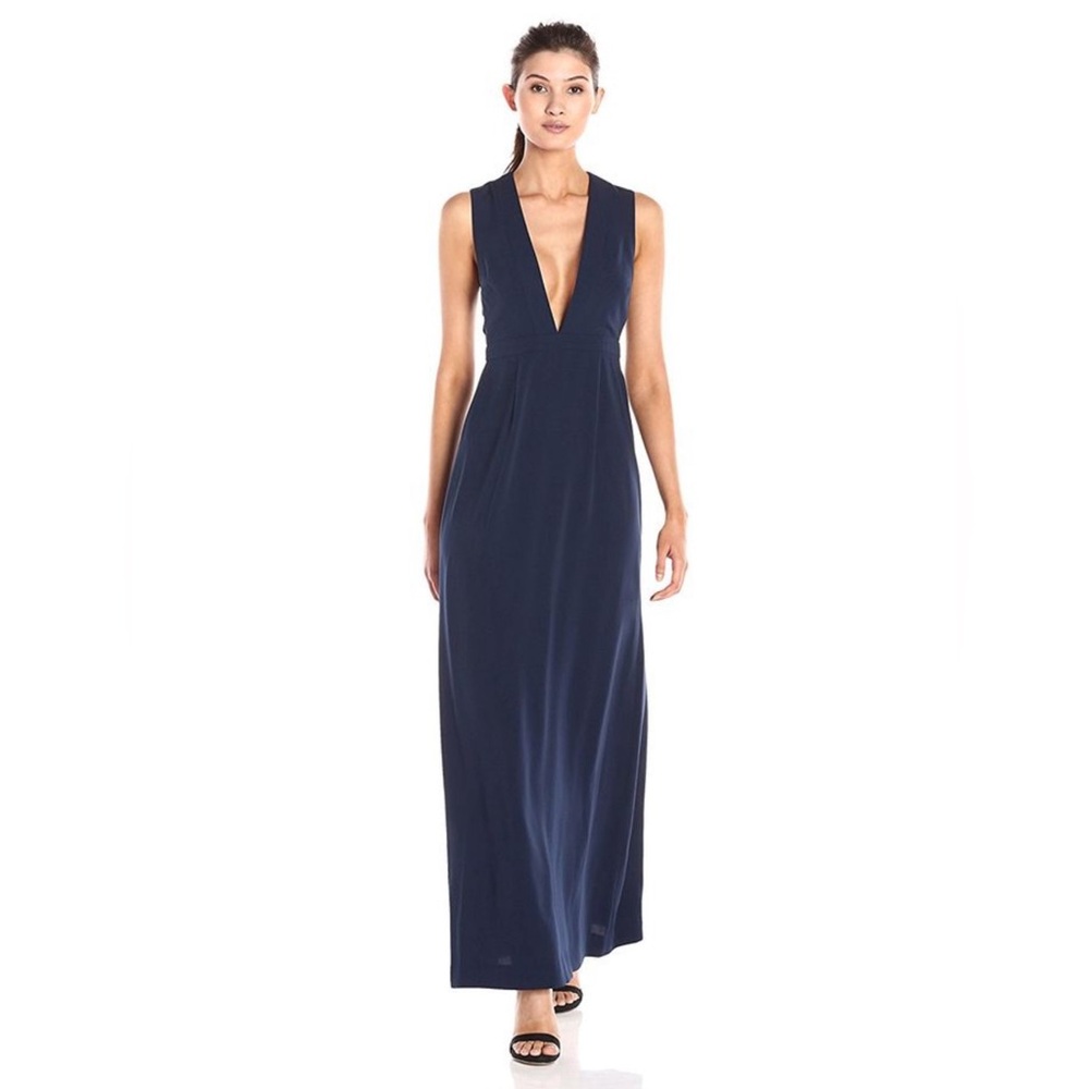 EUC SZ 2 Jill Stuart Deep V Cut Out Navy Maxi Dress